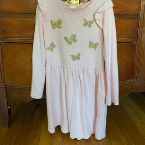 Soft pink dress with gold sequin butterflies